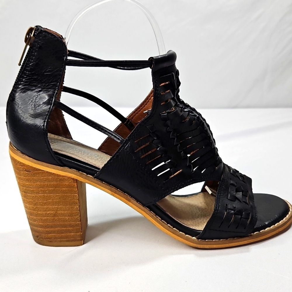 MI.IM Keshia Heeled Sandal Black Genuine Leather Size 8.5 - Picture 1 of 8